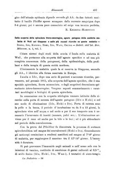 La pediatria periodico mensile indirizzato al progresso degli studi sulle malattie dei bambini