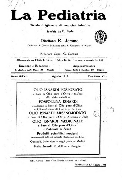 La pediatria periodico mensile indirizzato al progresso degli studi sulle malattie dei bambini