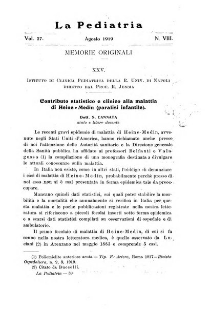 La pediatria periodico mensile indirizzato al progresso degli studi sulle malattie dei bambini