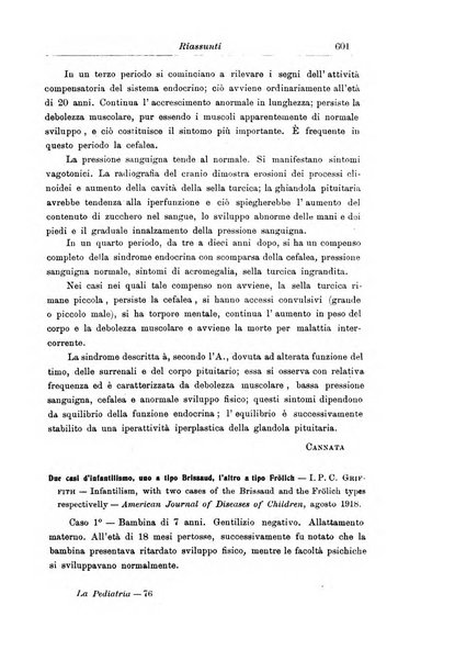 La pediatria periodico mensile indirizzato al progresso degli studi sulle malattie dei bambini