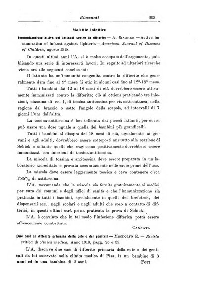 La pediatria periodico mensile indirizzato al progresso degli studi sulle malattie dei bambini