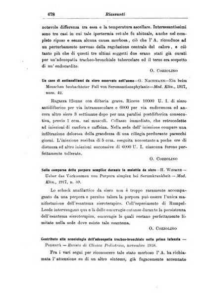 La pediatria periodico mensile indirizzato al progresso degli studi sulle malattie dei bambini