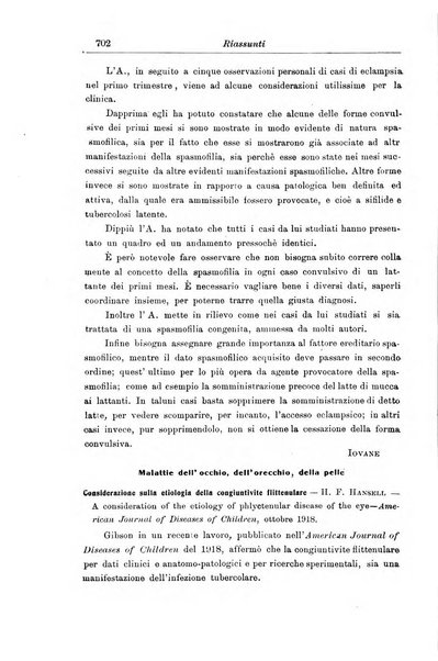 La pediatria periodico mensile indirizzato al progresso degli studi sulle malattie dei bambini