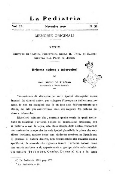 La pediatria periodico mensile indirizzato al progresso degli studi sulle malattie dei bambini