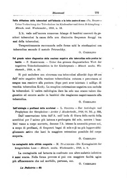 La pediatria periodico mensile indirizzato al progresso degli studi sulle malattie dei bambini