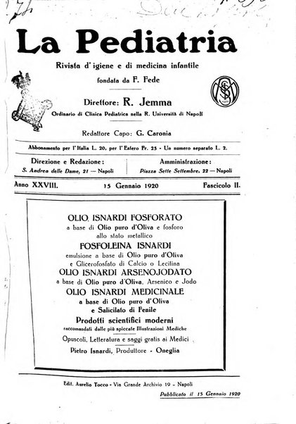 La pediatria periodico mensile indirizzato al progresso degli studi sulle malattie dei bambini