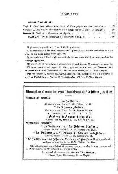 La pediatria periodico mensile indirizzato al progresso degli studi sulle malattie dei bambini