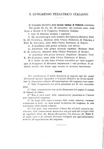 La pediatria periodico mensile indirizzato al progresso degli studi sulle malattie dei bambini