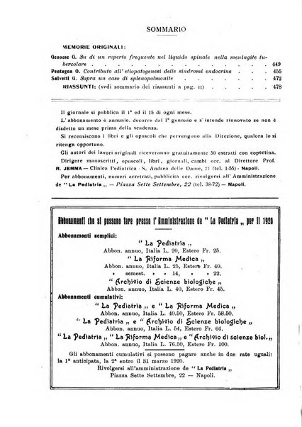 La pediatria periodico mensile indirizzato al progresso degli studi sulle malattie dei bambini