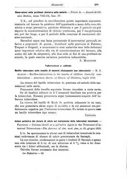 La pediatria periodico mensile indirizzato al progresso degli studi sulle malattie dei bambini