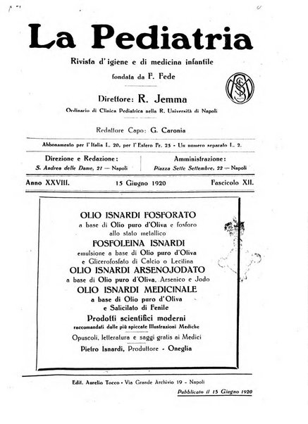 La pediatria periodico mensile indirizzato al progresso degli studi sulle malattie dei bambini