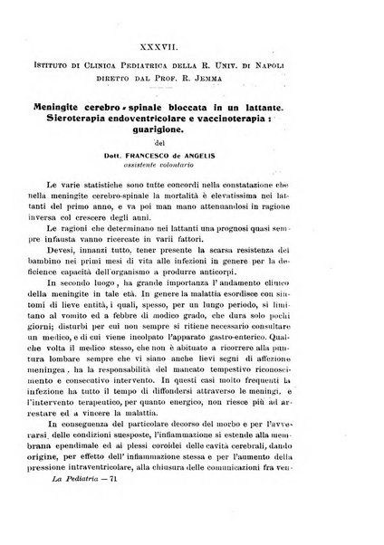 La pediatria periodico mensile indirizzato al progresso degli studi sulle malattie dei bambini