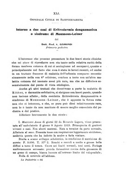 La pediatria periodico mensile indirizzato al progresso degli studi sulle malattie dei bambini