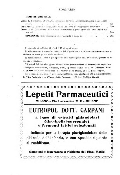 La pediatria periodico mensile indirizzato al progresso degli studi sulle malattie dei bambini