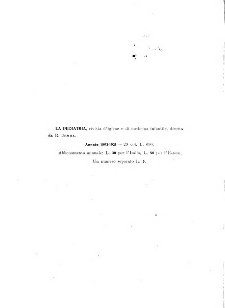 La pediatria periodico mensile indirizzato al progresso degli studi sulle malattie dei bambini