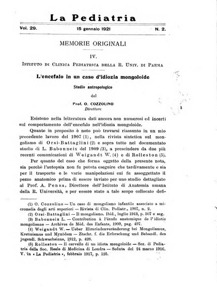 La pediatria periodico mensile indirizzato al progresso degli studi sulle malattie dei bambini