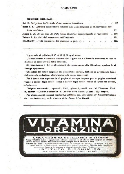 La pediatria periodico mensile indirizzato al progresso degli studi sulle malattie dei bambini