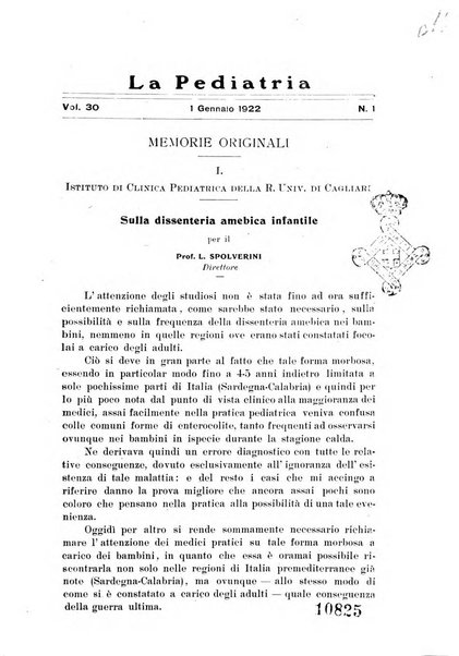 La pediatria periodico mensile indirizzato al progresso degli studi sulle malattie dei bambini