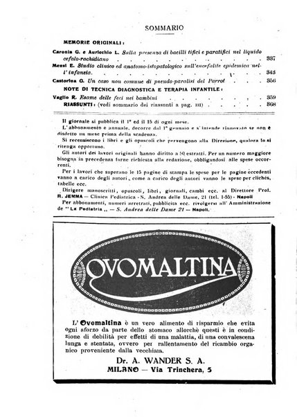 La pediatria periodico mensile indirizzato al progresso degli studi sulle malattie dei bambini