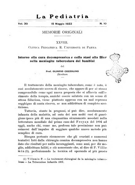 La pediatria periodico mensile indirizzato al progresso degli studi sulle malattie dei bambini