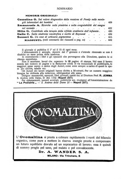 La pediatria periodico mensile indirizzato al progresso degli studi sulle malattie dei bambini