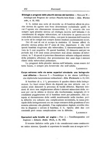 La pediatria periodico mensile indirizzato al progresso degli studi sulle malattie dei bambini