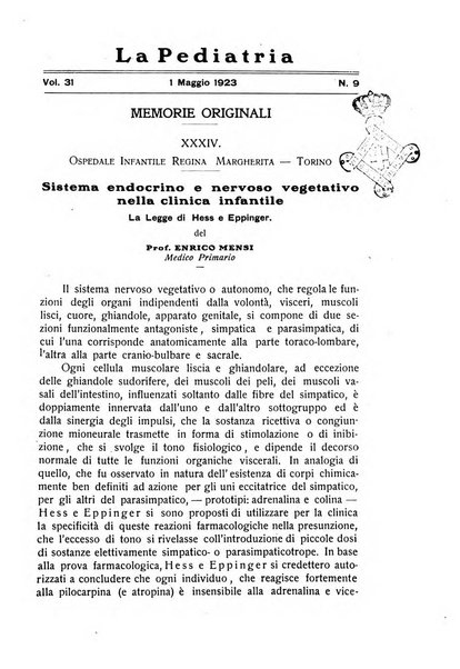 La pediatria periodico mensile indirizzato al progresso degli studi sulle malattie dei bambini