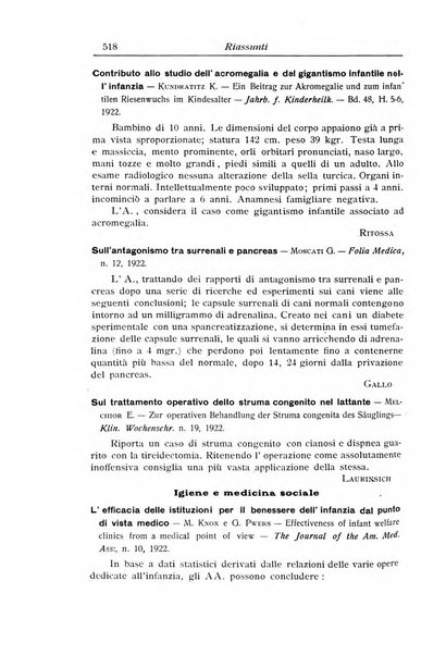 La pediatria periodico mensile indirizzato al progresso degli studi sulle malattie dei bambini