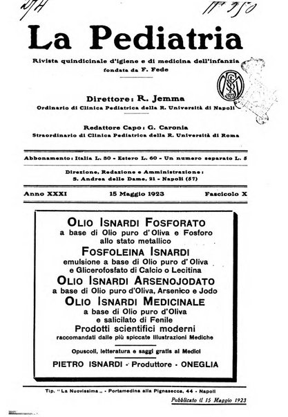 La pediatria periodico mensile indirizzato al progresso degli studi sulle malattie dei bambini