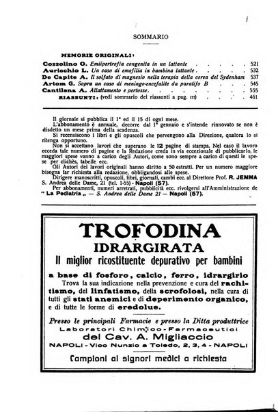 La pediatria periodico mensile indirizzato al progresso degli studi sulle malattie dei bambini