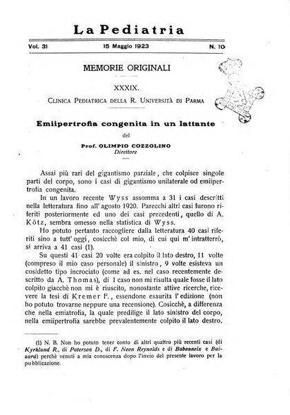 La pediatria periodico mensile indirizzato al progresso degli studi sulle malattie dei bambini