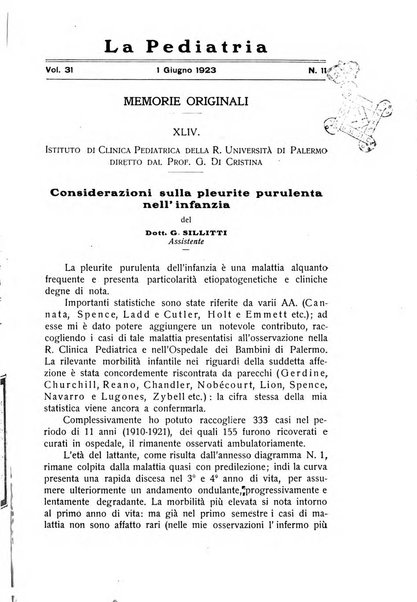 La pediatria periodico mensile indirizzato al progresso degli studi sulle malattie dei bambini