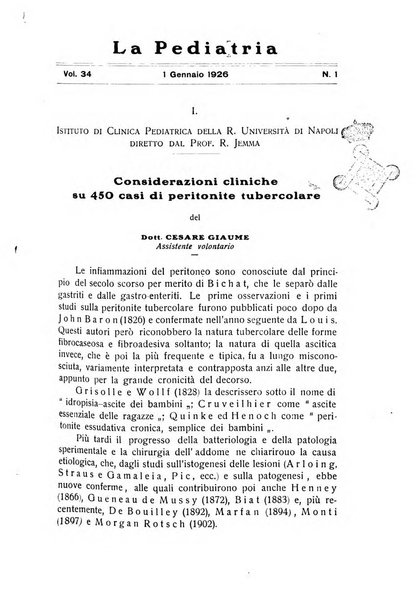 La pediatria periodico mensile indirizzato al progresso degli studi sulle malattie dei bambini