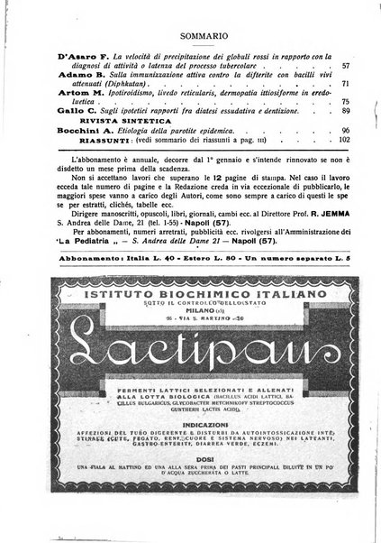 La pediatria periodico mensile indirizzato al progresso degli studi sulle malattie dei bambini