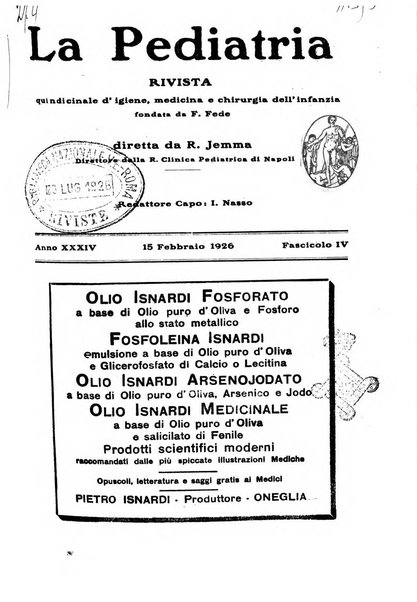 La pediatria periodico mensile indirizzato al progresso degli studi sulle malattie dei bambini