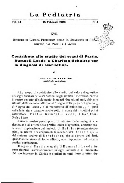 La pediatria periodico mensile indirizzato al progresso degli studi sulle malattie dei bambini