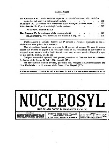 La pediatria periodico mensile indirizzato al progresso degli studi sulle malattie dei bambini