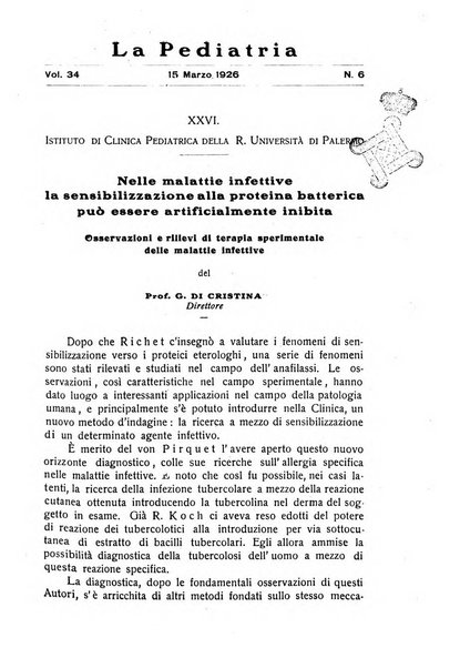 La pediatria periodico mensile indirizzato al progresso degli studi sulle malattie dei bambini