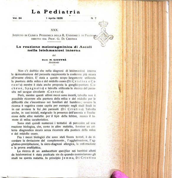 La pediatria periodico mensile indirizzato al progresso degli studi sulle malattie dei bambini