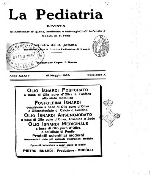 La pediatria periodico mensile indirizzato al progresso degli studi sulle malattie dei bambini