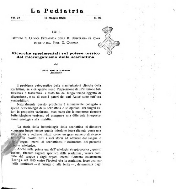 La pediatria periodico mensile indirizzato al progresso degli studi sulle malattie dei bambini