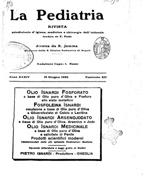 La pediatria periodico mensile indirizzato al progresso degli studi sulle malattie dei bambini