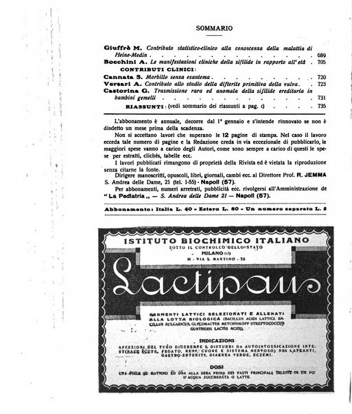 La pediatria periodico mensile indirizzato al progresso degli studi sulle malattie dei bambini