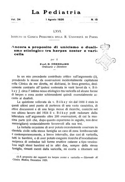 La pediatria periodico mensile indirizzato al progresso degli studi sulle malattie dei bambini