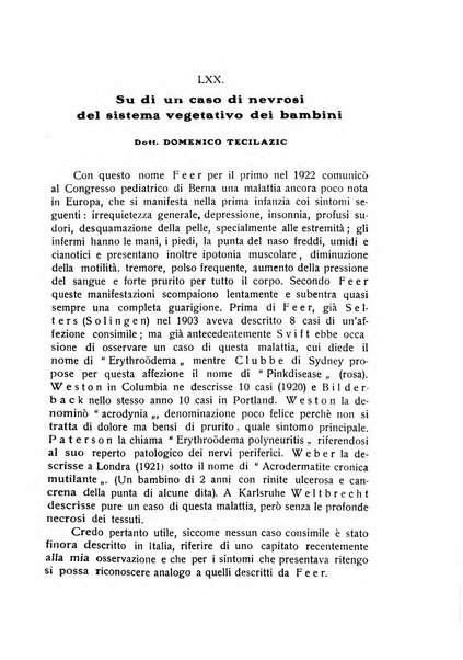 La pediatria periodico mensile indirizzato al progresso degli studi sulle malattie dei bambini