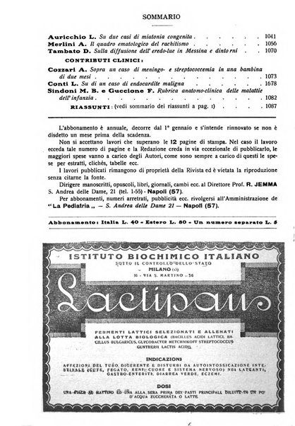 La pediatria periodico mensile indirizzato al progresso degli studi sulle malattie dei bambini