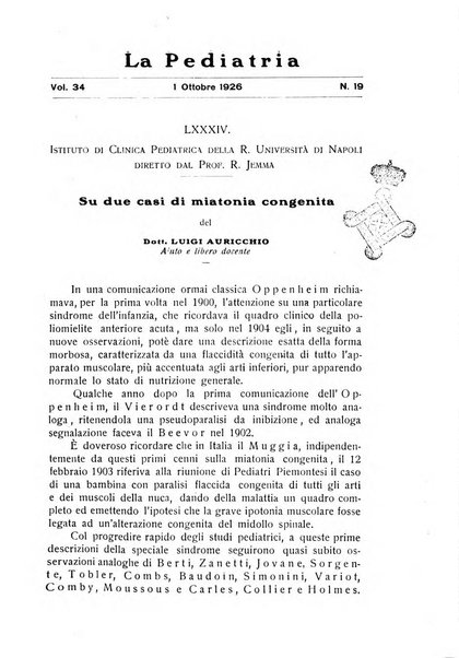 La pediatria periodico mensile indirizzato al progresso degli studi sulle malattie dei bambini