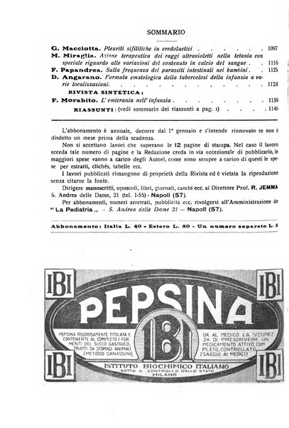 La pediatria periodico mensile indirizzato al progresso degli studi sulle malattie dei bambini