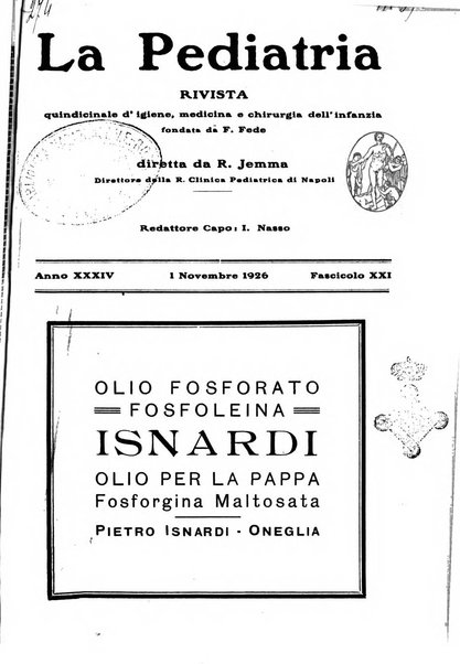 La pediatria periodico mensile indirizzato al progresso degli studi sulle malattie dei bambini