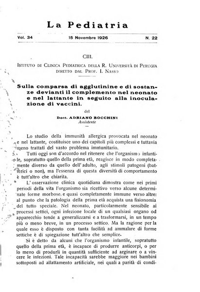 La pediatria periodico mensile indirizzato al progresso degli studi sulle malattie dei bambini